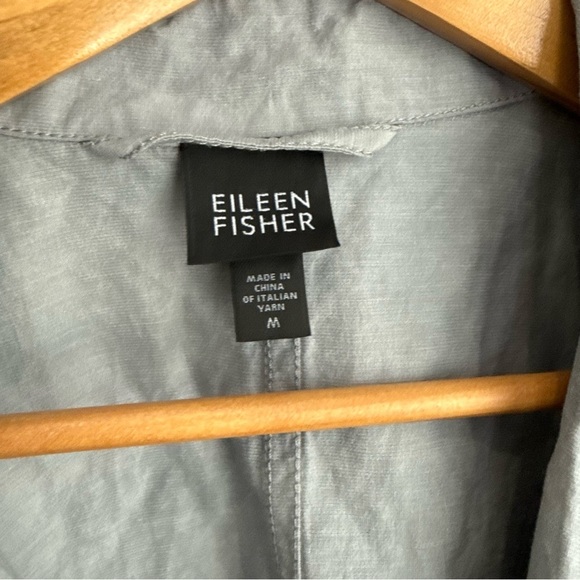 Eileen Fisher Light Gray Long Sleeve Coat - Picture 12 of 12